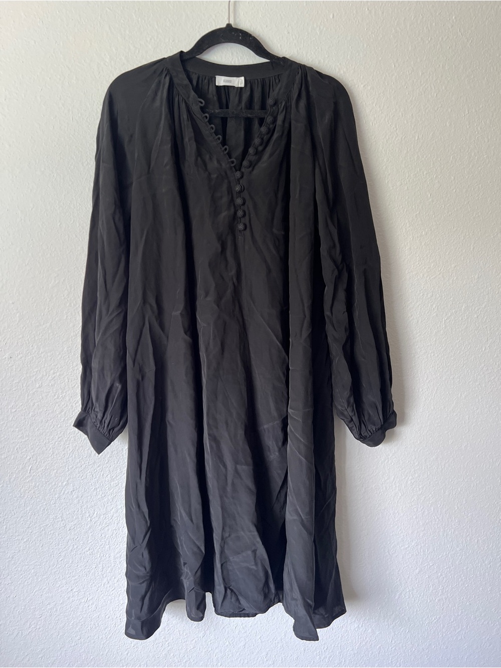 CLOSED Black Midi Dress Puff Sleeve